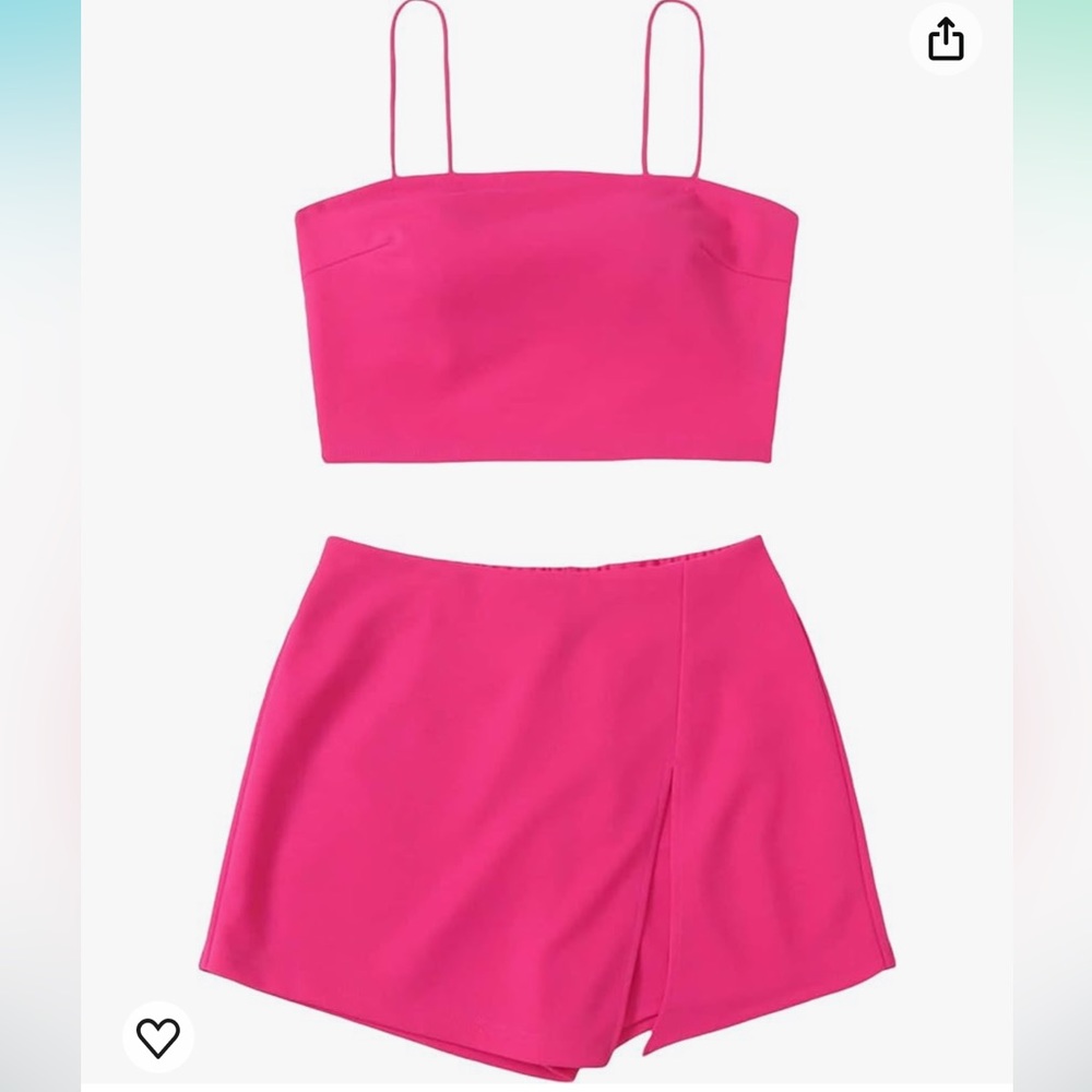 Verdusa Women's 2 Piece Outfit Crop Cami Top and Asymmetrical Shorts Sets
